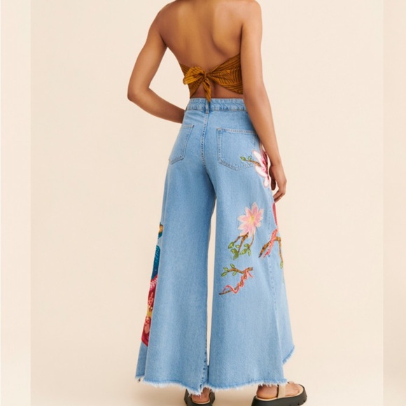 Farm Rio Embroidered Wide-Leg Jeans - Picture 2 of 9